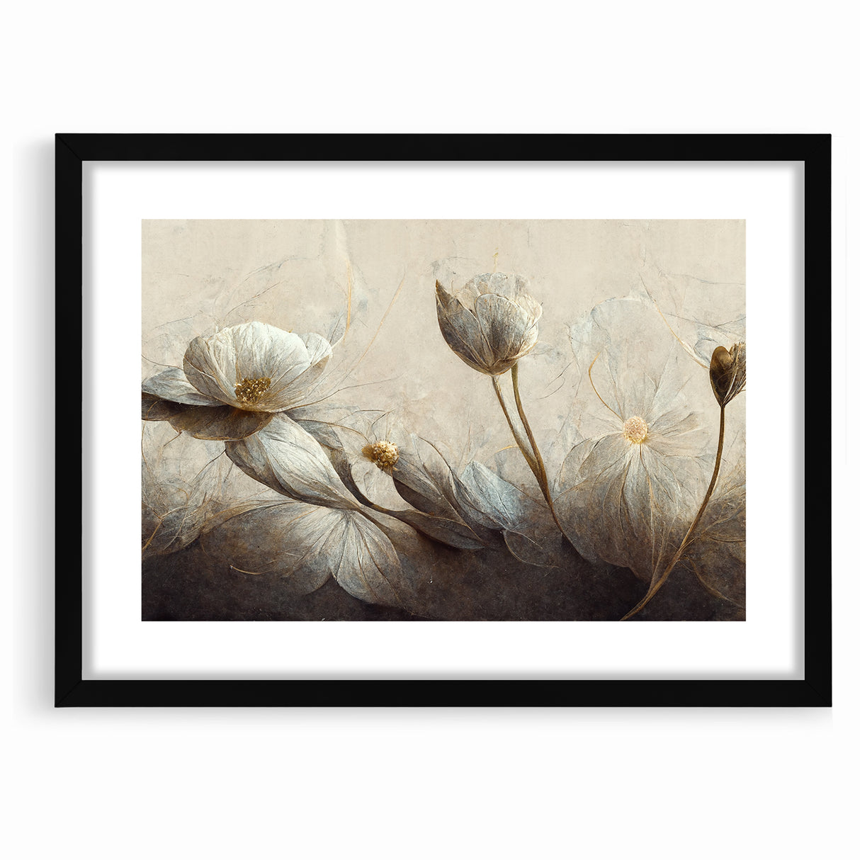 Golden Petals Abstract Floral Canvas | Contemporary Wall Art