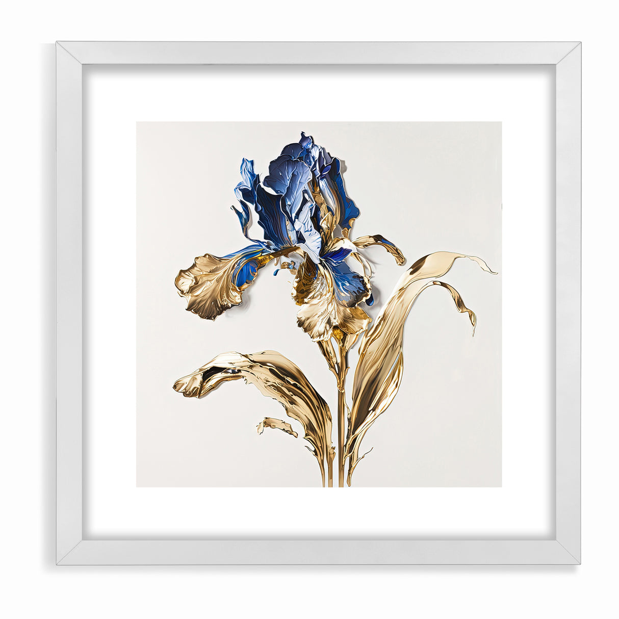 Golden Iris Abstract Floral Canvas | Luxurious Wall Art