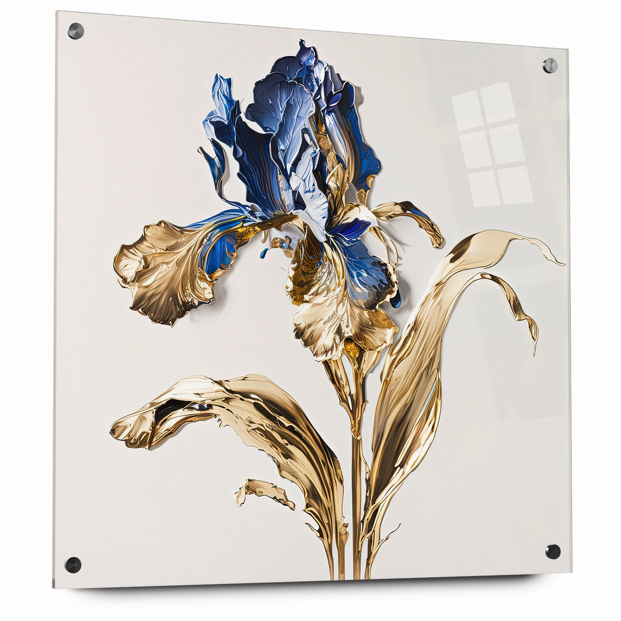 Golden Iris Abstract Floral Canvas | Luxurious Wall Art