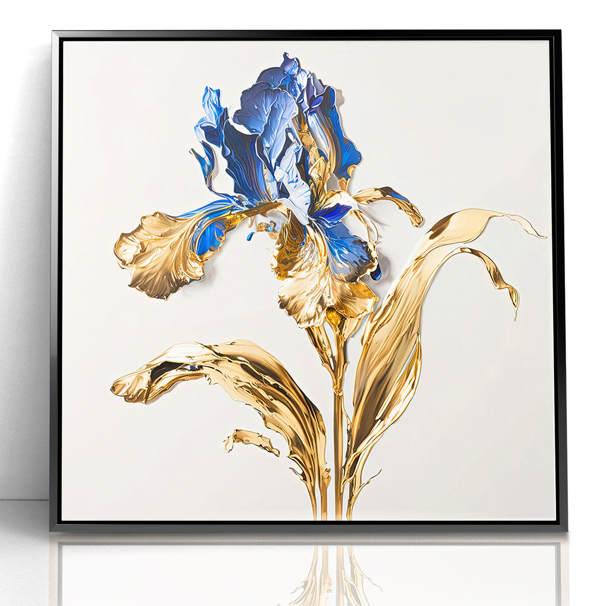 Golden Iris Abstract Floral Canvas | Luxurious Wall Art
