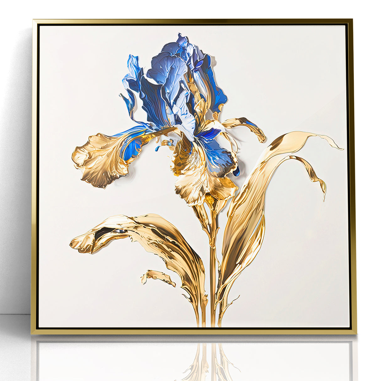 Golden Iris Abstract Floral Canvas | Luxurious Wall Art