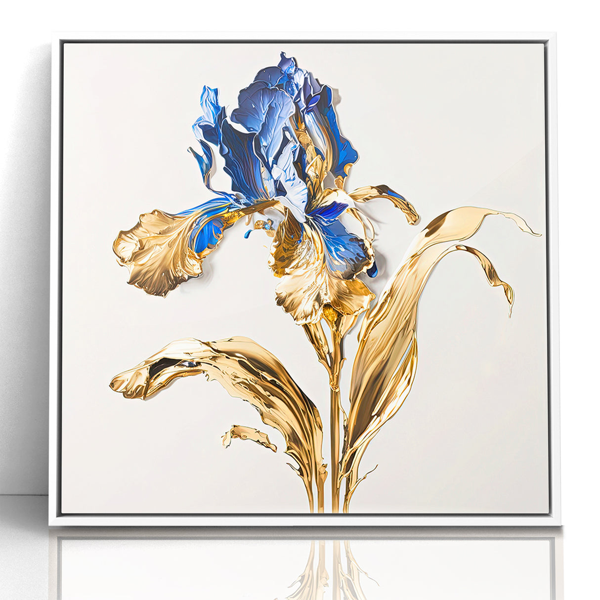 Golden Iris Abstract Floral Canvas | Luxurious Wall Art