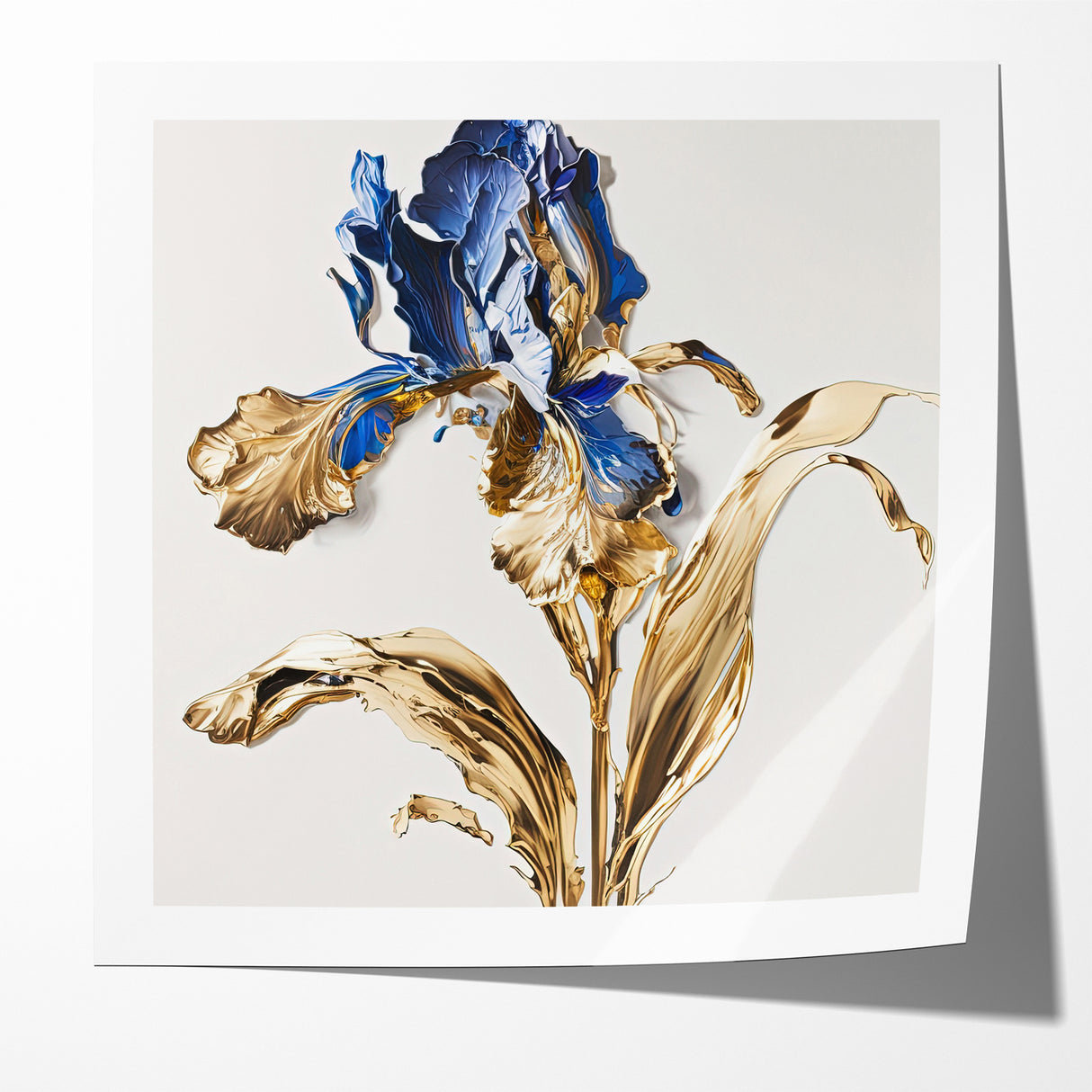 Golden Iris Abstract Floral Canvas | Luxurious Wall Art