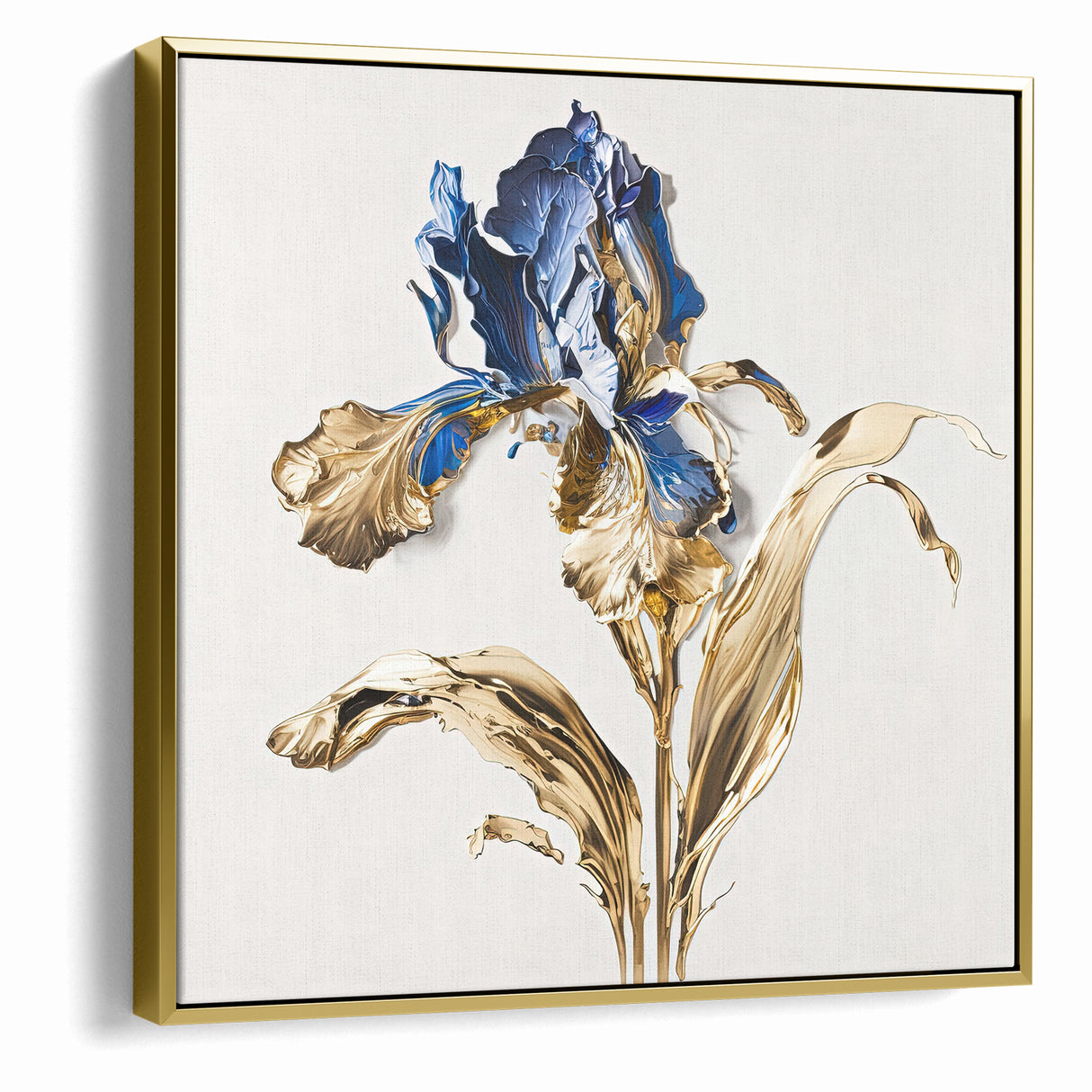 Golden Iris Abstract Floral Canvas | Luxurious Wall Art