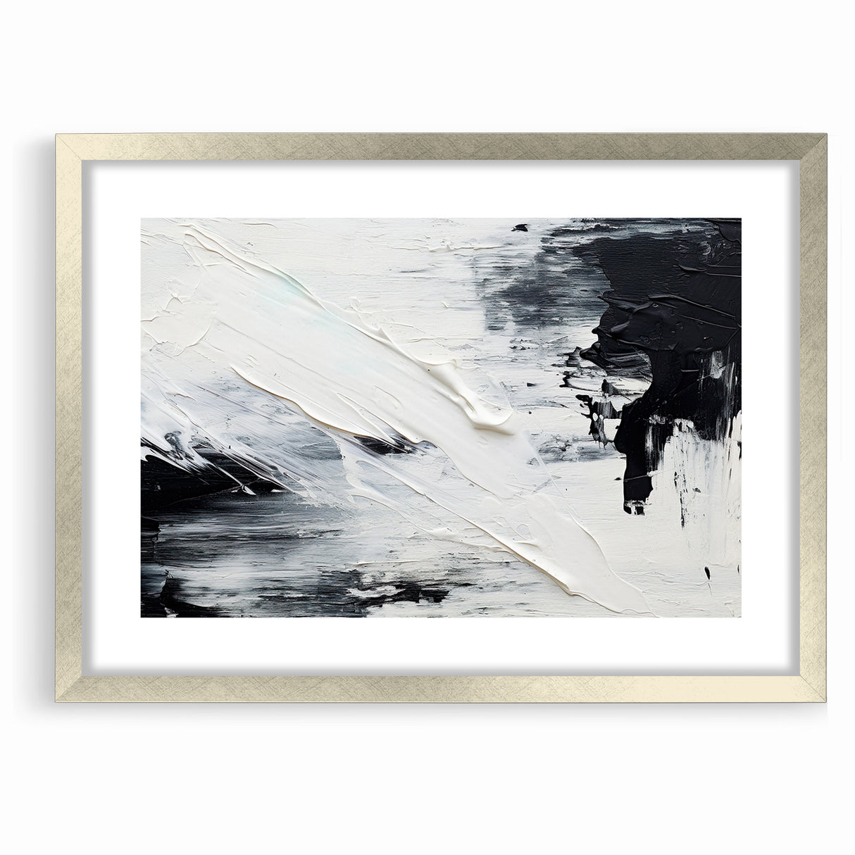 Modern Black and White Abstract Canvas - Unique Monochrome Wall Art