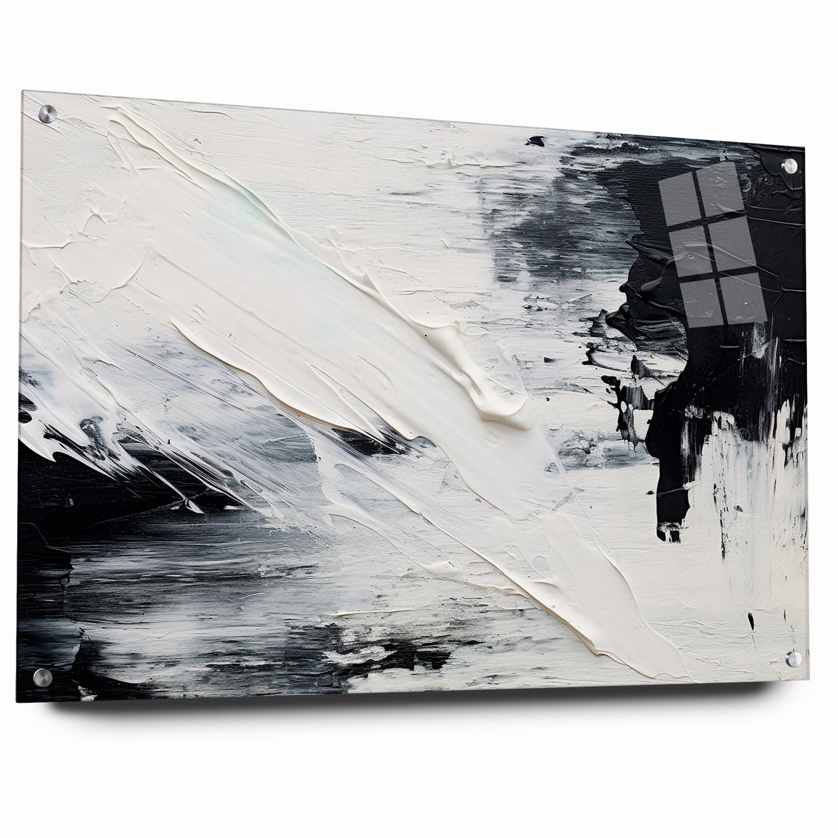 Modern Black and White Abstract Canvas - Unique Monochrome Wall Art
