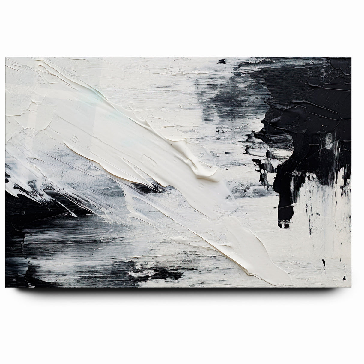 Modern Black and White Abstract Canvas - Unique Monochrome Wall Art