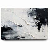 Modern Black and White Abstract Canvas - Unique Monochrome Wall Art