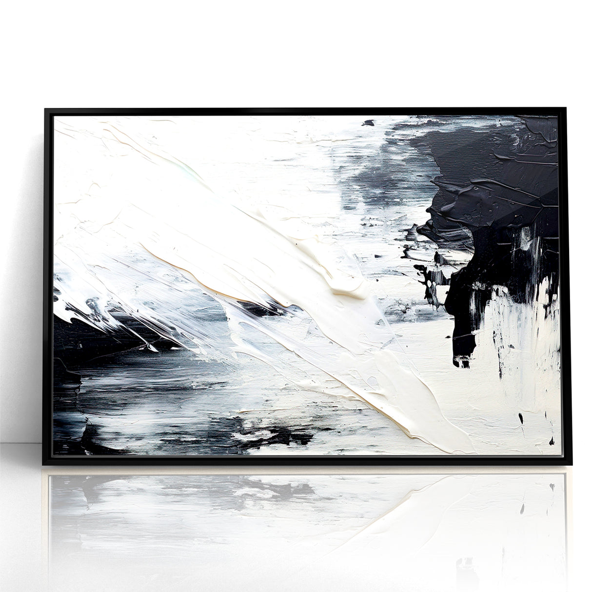 Modern Black and White Abstract Canvas - Unique Monochrome Wall Art