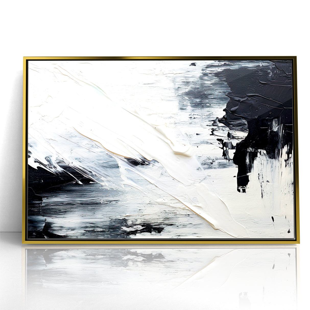 Modern Black and White Abstract Canvas - Unique Monochrome Wall Art
