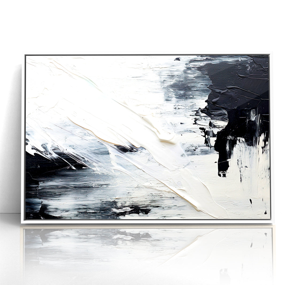 Modern Black and White Abstract Canvas - Unique Monochrome Wall Art