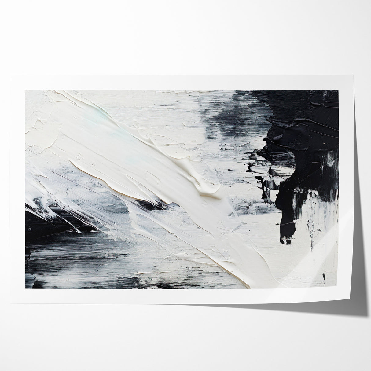 Modern Black and White Abstract Canvas - Unique Monochrome Wall Art