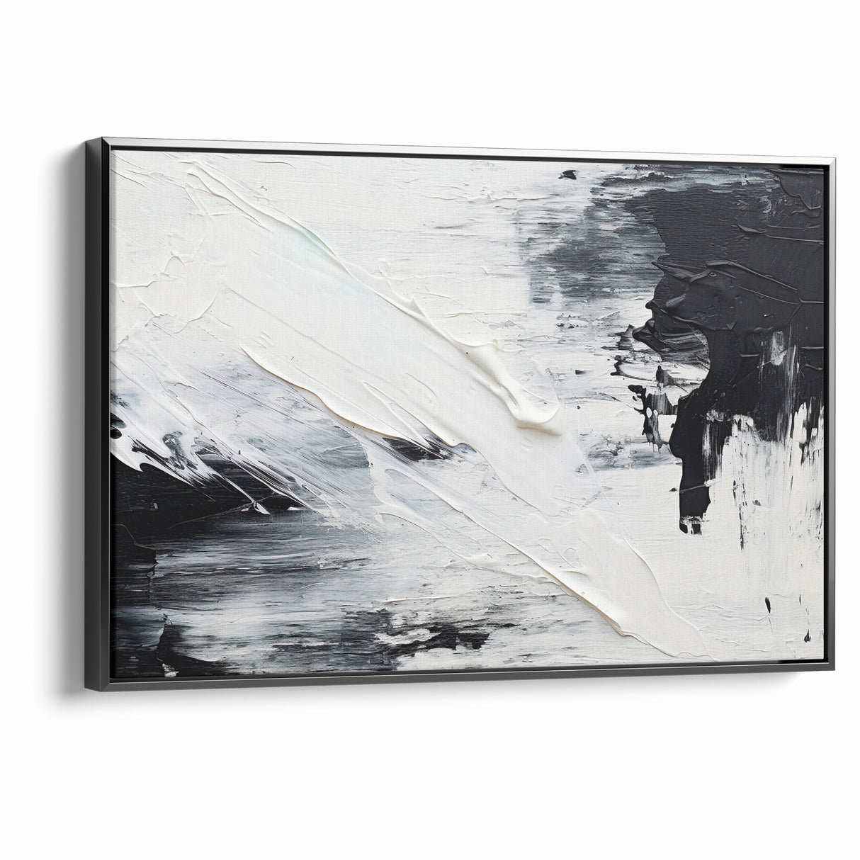 Modern Black and White Abstract Canvas - Unique Monochrome Wall Art