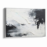 Modern Black and White Abstract Canvas - Unique Monochrome Wall Art