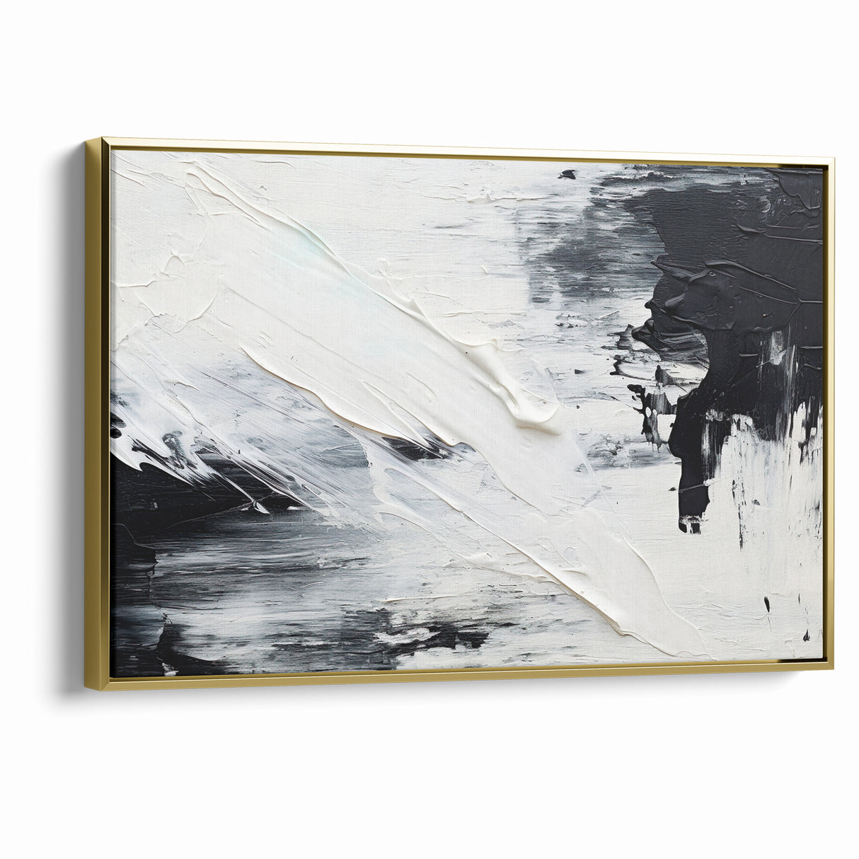 Modern Black and White Abstract Canvas - Unique Monochrome Wall Art