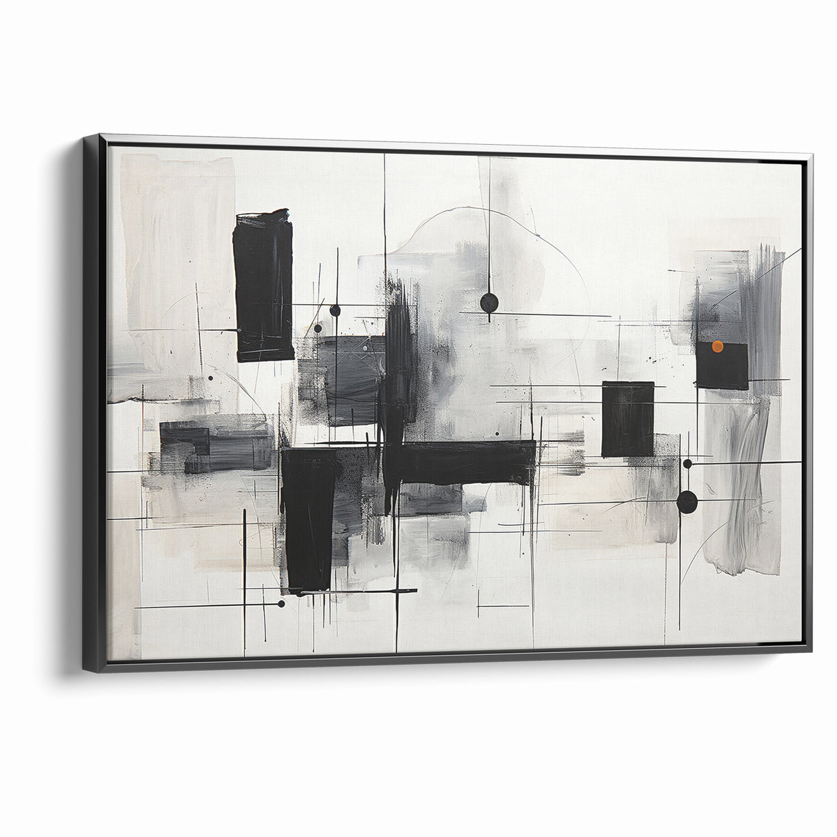 Abstract Black and White Canvas Art - Contemporary Monochrome Design