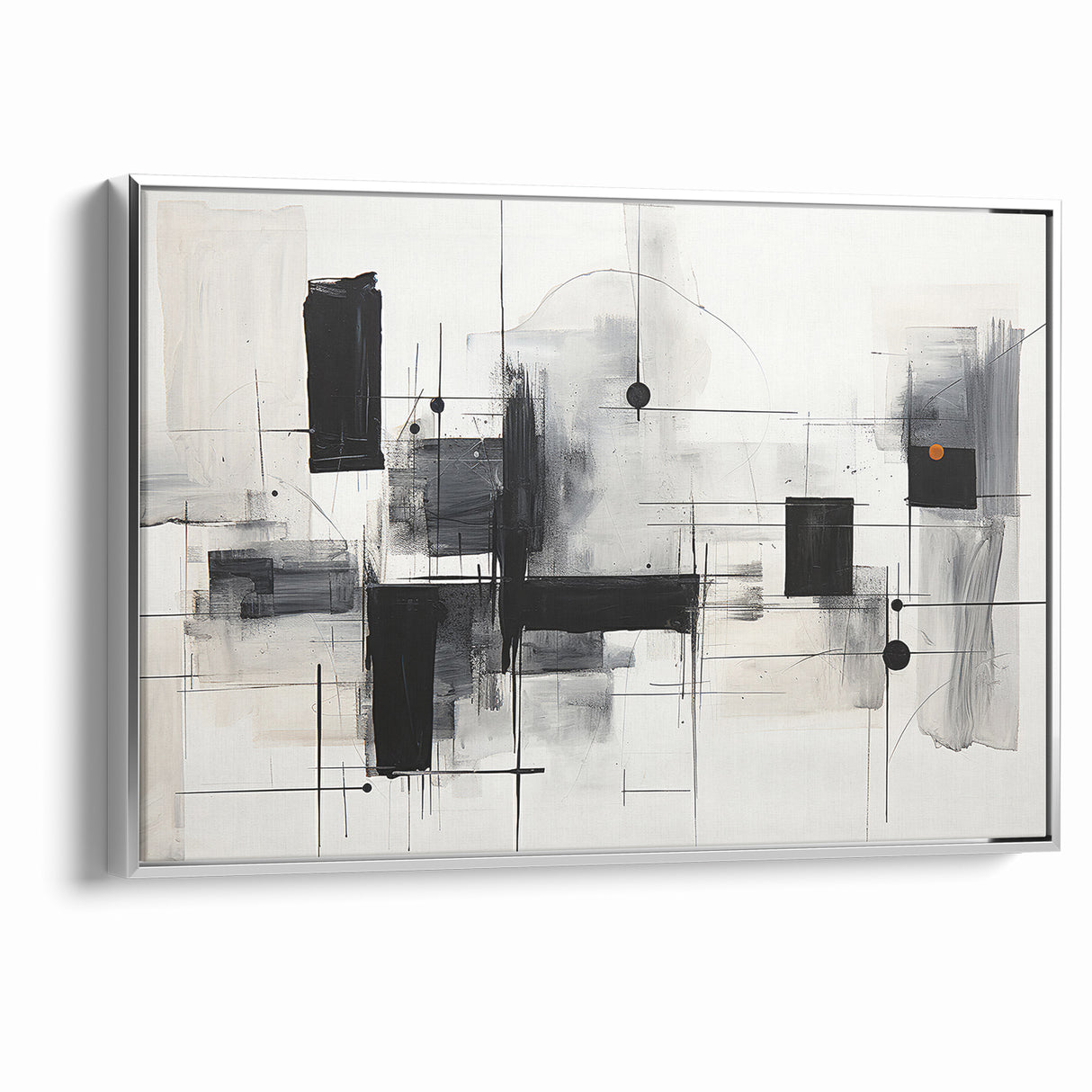 Abstract Black and White Canvas Art - Contemporary Monochrome Design