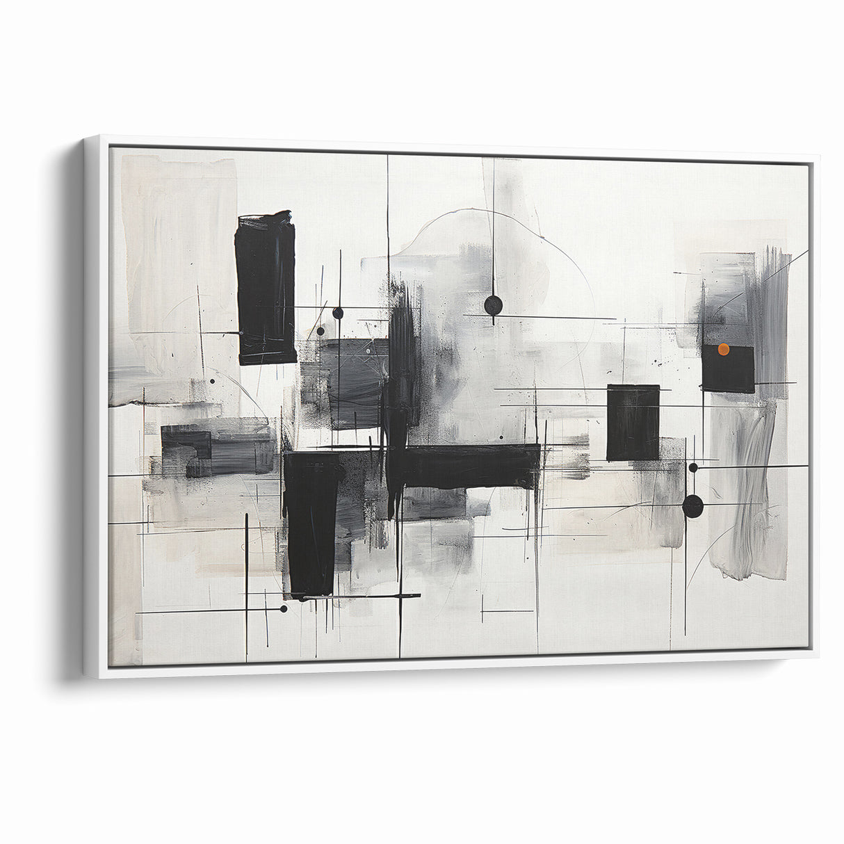 Abstract Black and White Canvas Art - Contemporary Monochrome Design