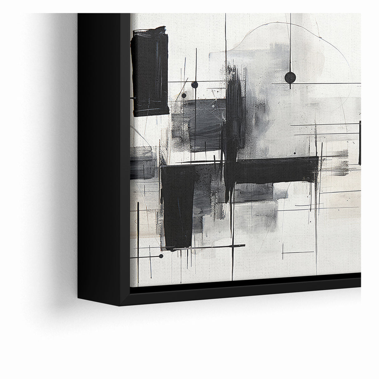 Abstract Black and White Canvas Art - Contemporary Monochrome Design