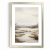 Modern Landscape Abstract: Serene Lake Scene on Canvas