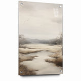 Modern Landscape Abstract: Serene Lake Scene on Canvas