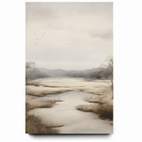 Modern Landscape Abstract: Serene Lake Scene on Canvas