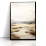 Modern Landscape Abstract: Serene Lake Scene on Canvas
