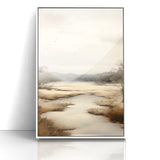 Modern Landscape Abstract: Serene Lake Scene on Canvas