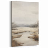 Modern Landscape Abstract: Serene Lake Scene on Canvas