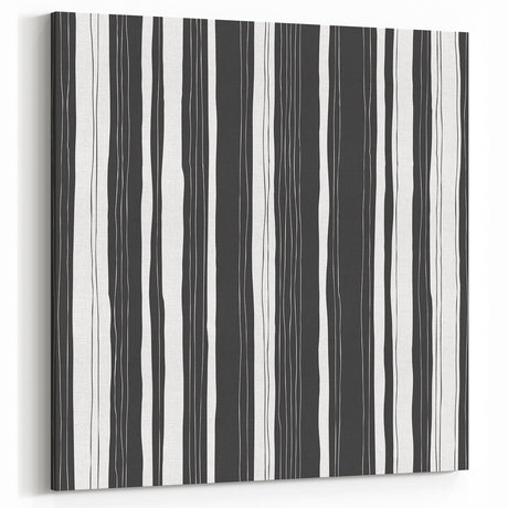 Minimalist Black and White Striped Canvas - Contemporary Abstract Art