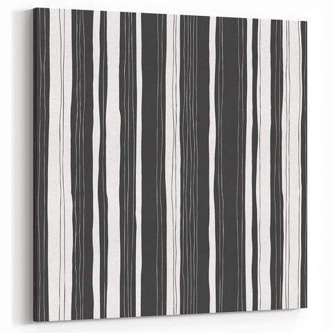 Minimalist Black and White Striped Canvas - Contemporary Abstract Art