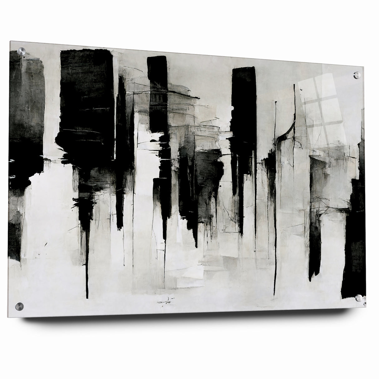 Contemporary Black and White Abstract Canvas - Artistic Monochrome Decor