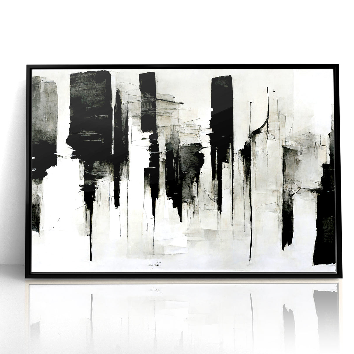 Contemporary Black and White Abstract Canvas - Artistic Monochrome Decor
