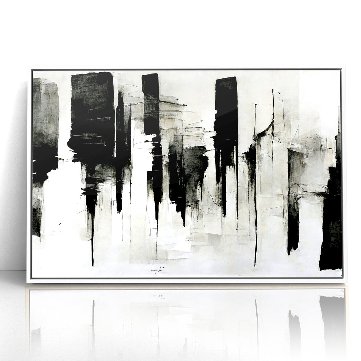 Contemporary Black and White Abstract Canvas - Artistic Monochrome Decor