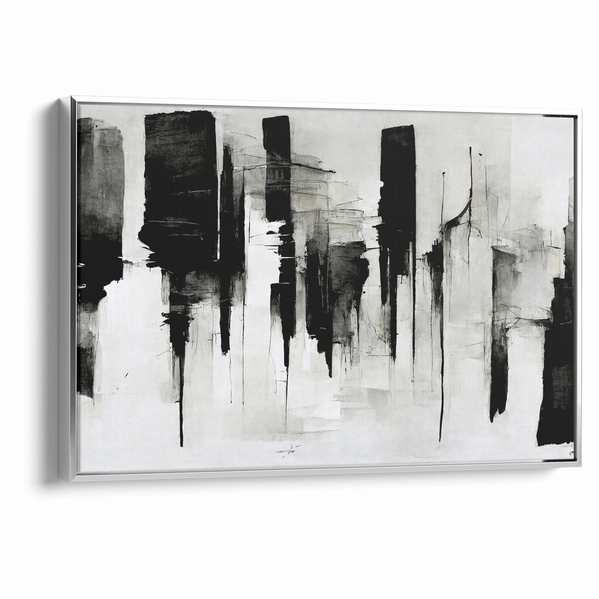 Contemporary Black and White Abstract Canvas - Artistic Monochrome Decor
