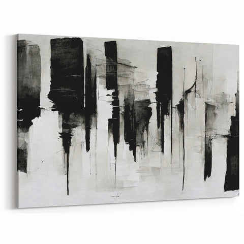 Contemporary Black and White Abstract Canvas - Artistic Monochrome Decor