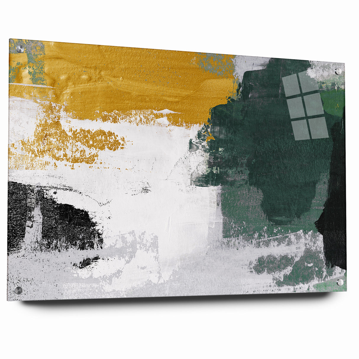 Bold Abstract Brush Strokes | Green, Gold & Black Canvas Art