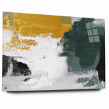 Bold Abstract Brush Strokes | Green, Gold & Black Canvas Art