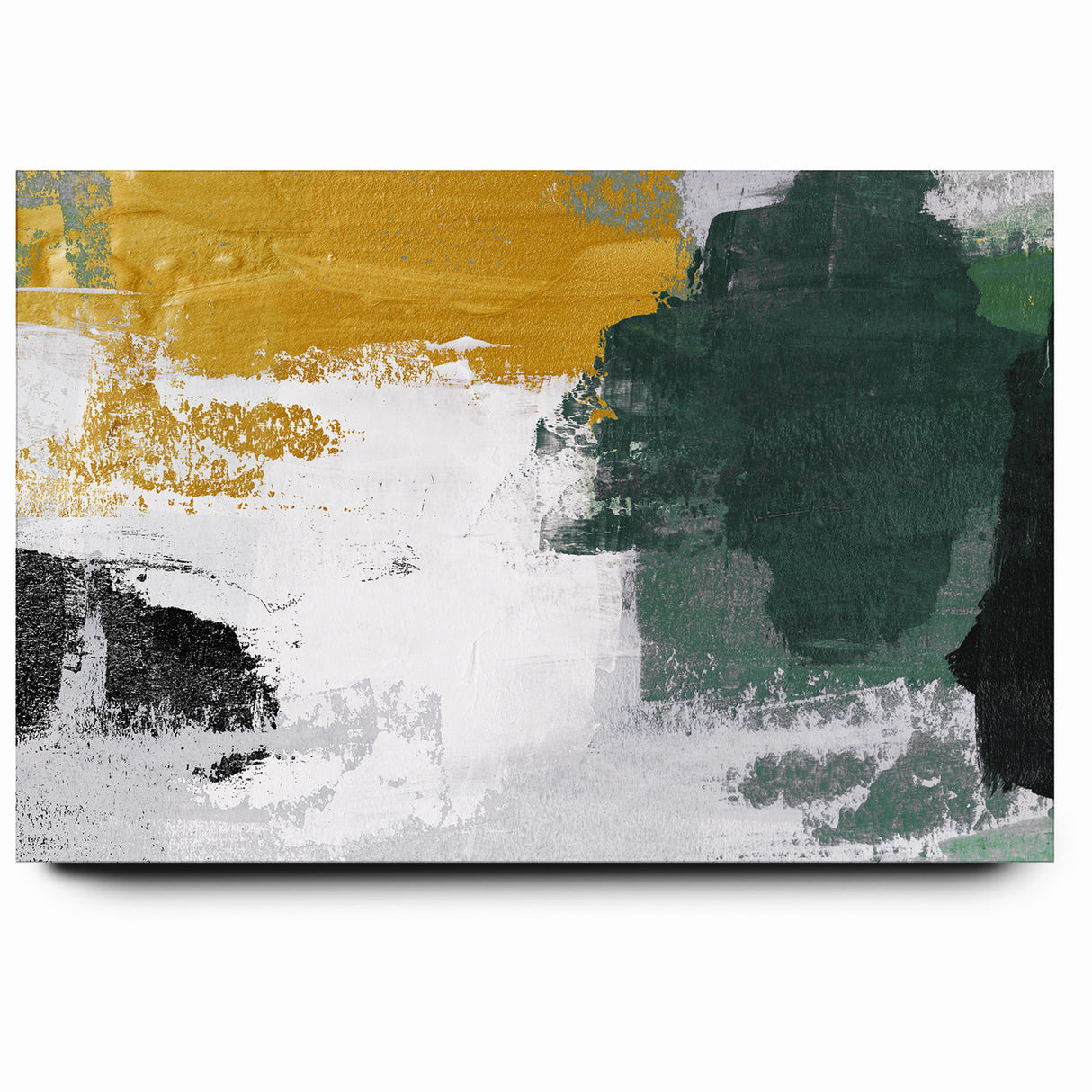 Bold Abstract Brush Strokes | Green, Gold & Black Canvas Art