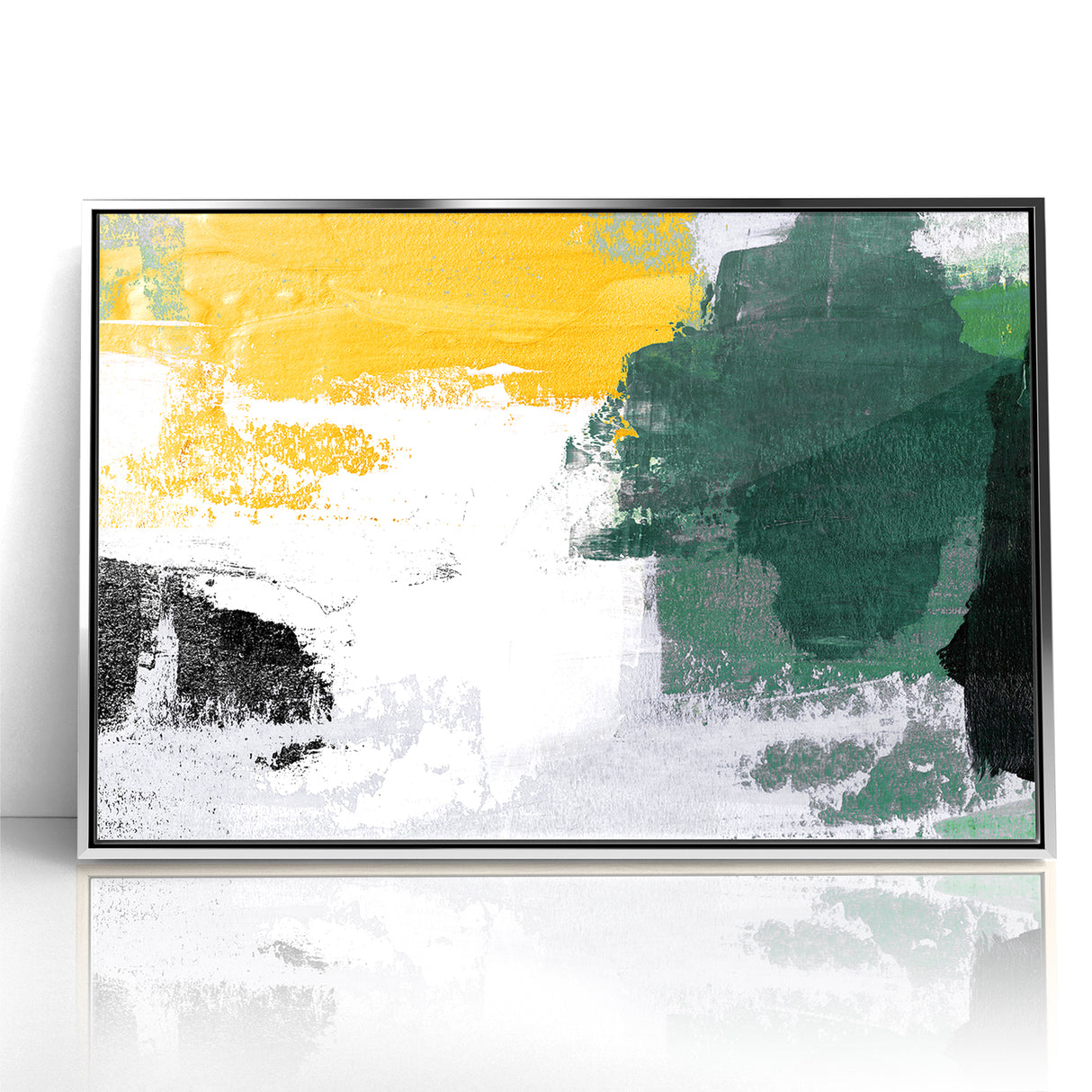 Bold Abstract Brush Strokes | Green, Gold & Black Canvas Art