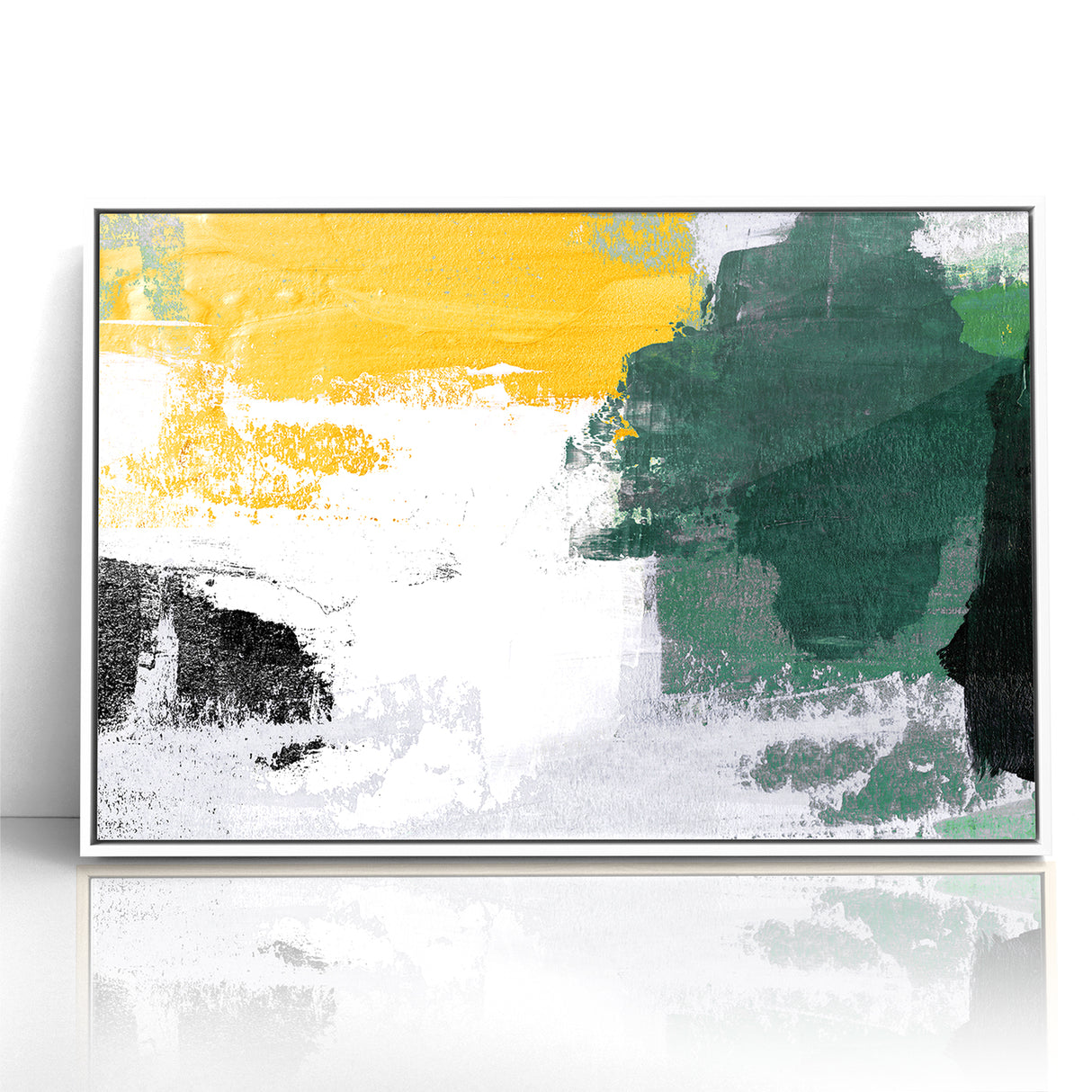 Bold Abstract Brush Strokes | Green, Gold & Black Canvas Art