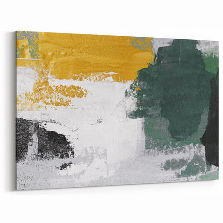 Bold Abstract Brush Strokes | Green, Gold & Black Canvas Art