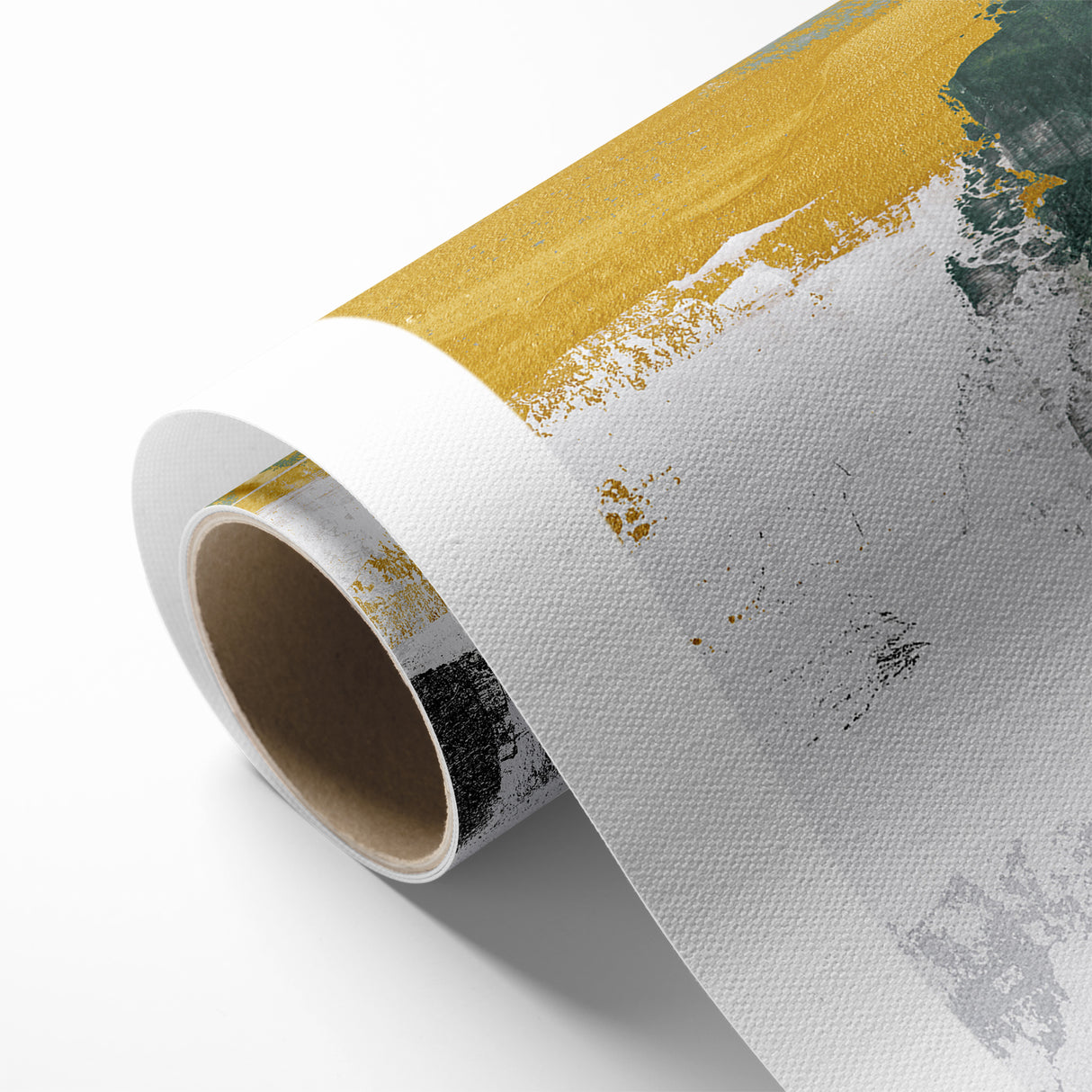 Bold Abstract Brush Strokes | Green, Gold & Black Canvas Art