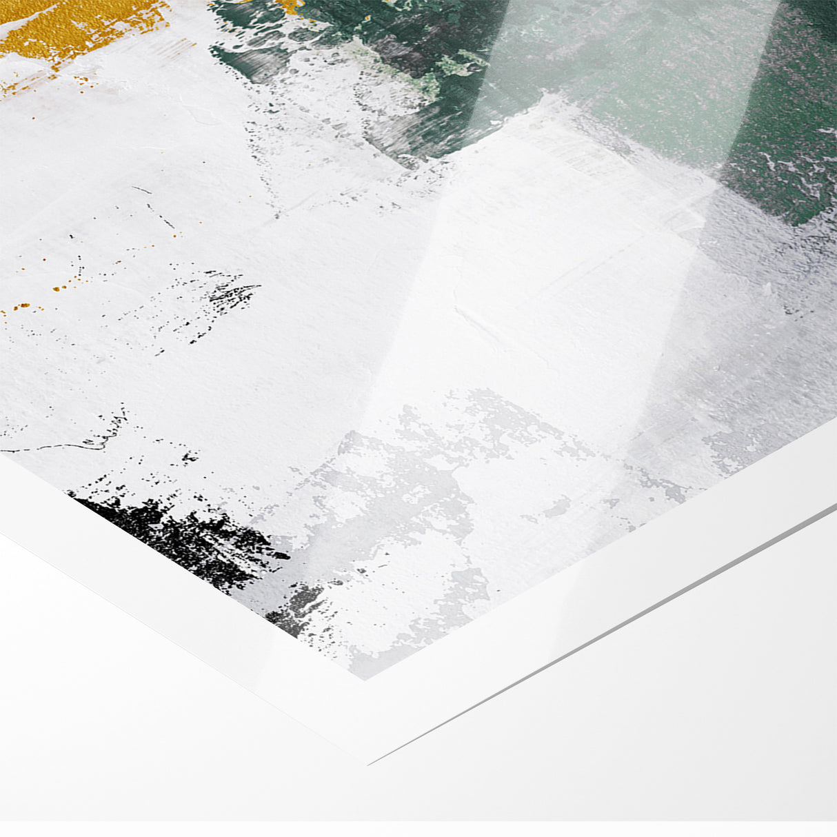 Bold Abstract Brush Strokes | Green, Gold & Black Canvas Art