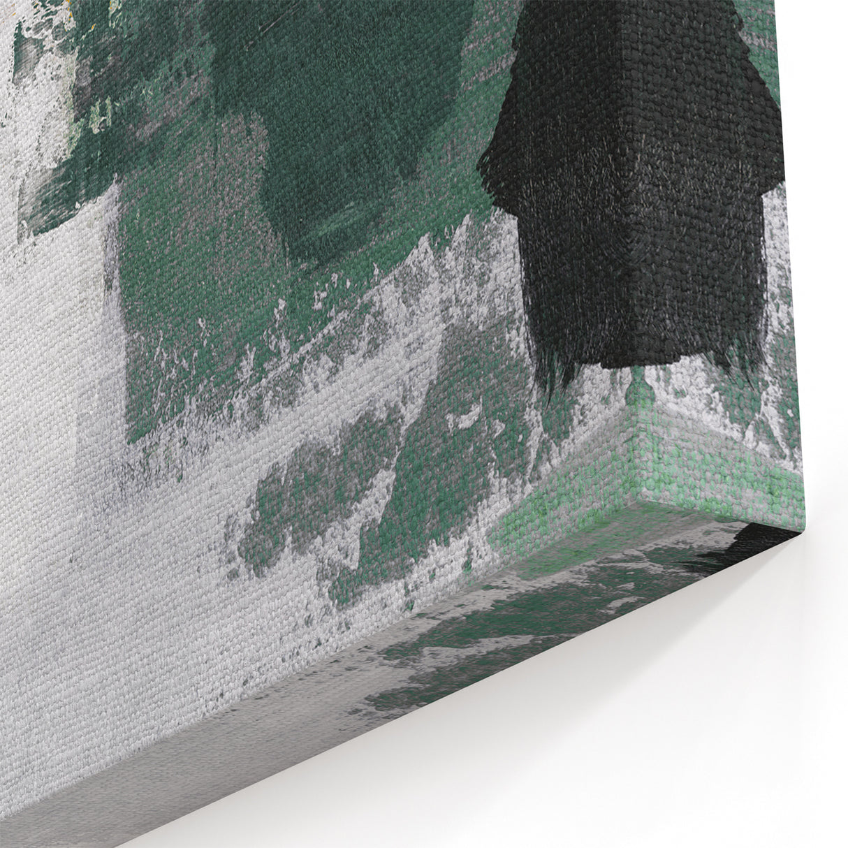 Bold Abstract Brush Strokes | Green, Gold & Black Canvas Art