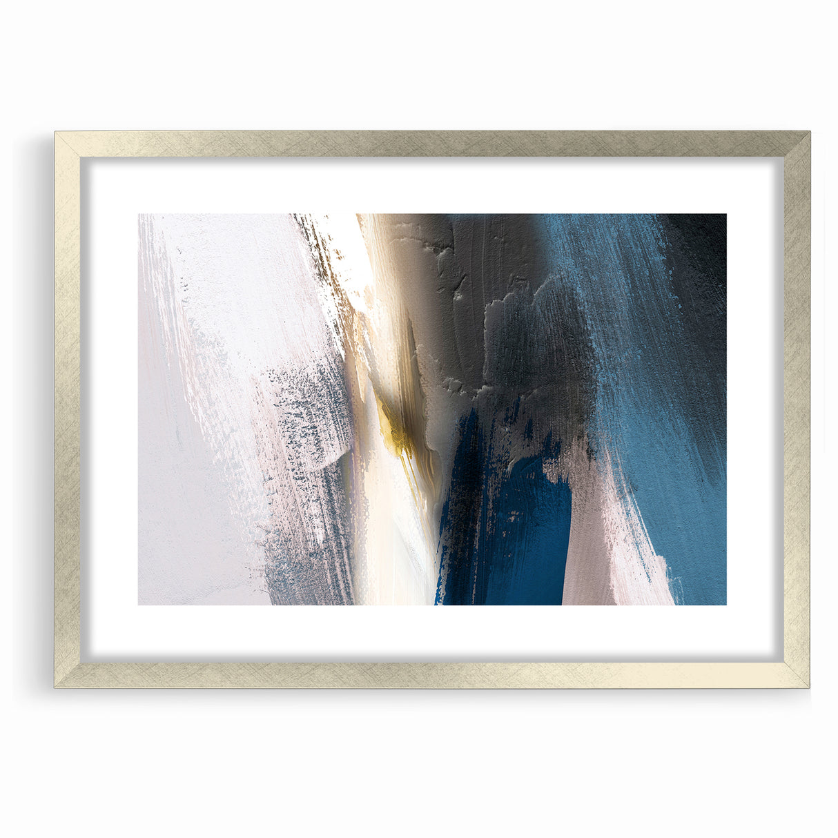 Deep Blue Abstract | Minimalist Brush Strokes Canvas Art