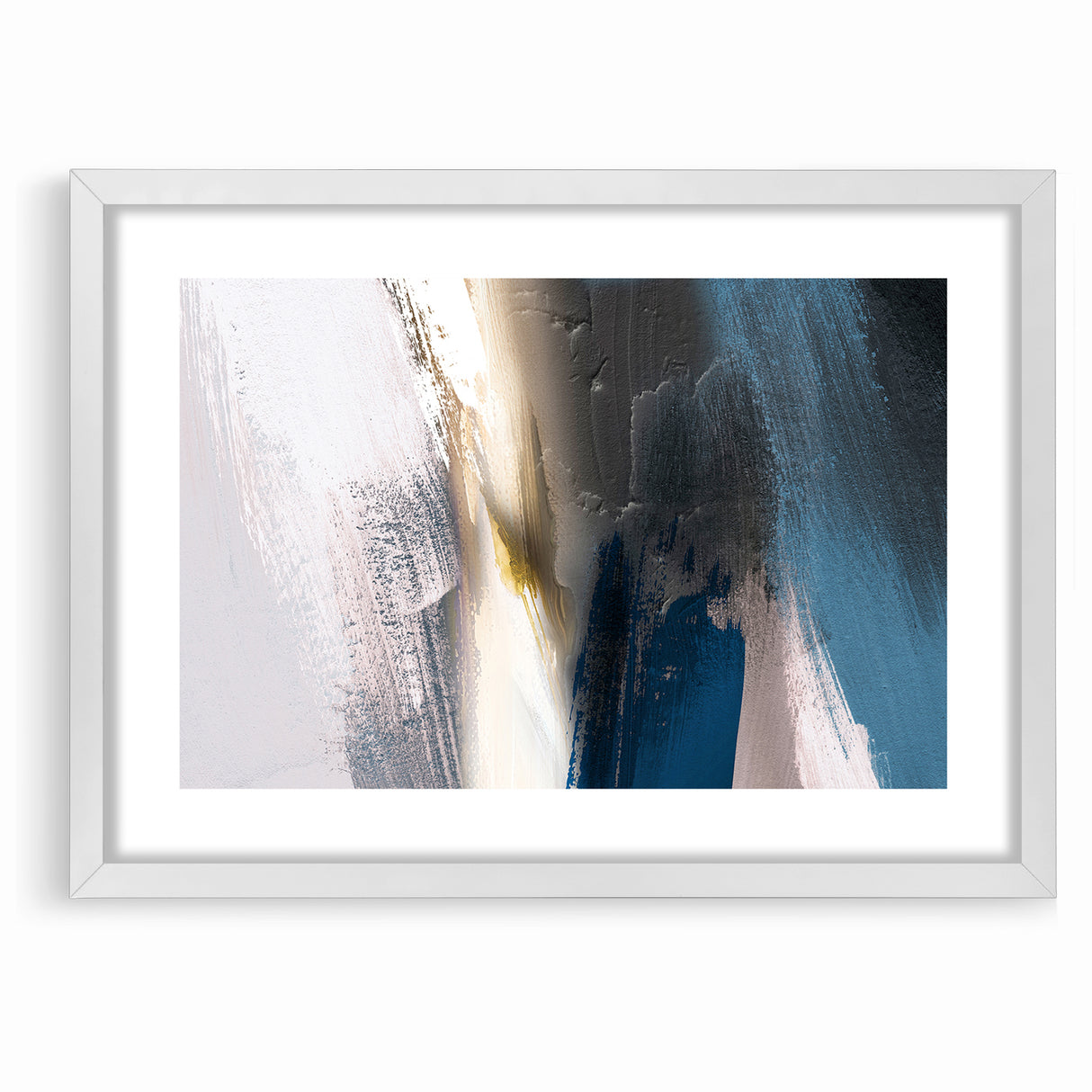 Deep Blue Abstract | Minimalist Brush Strokes Canvas Art
