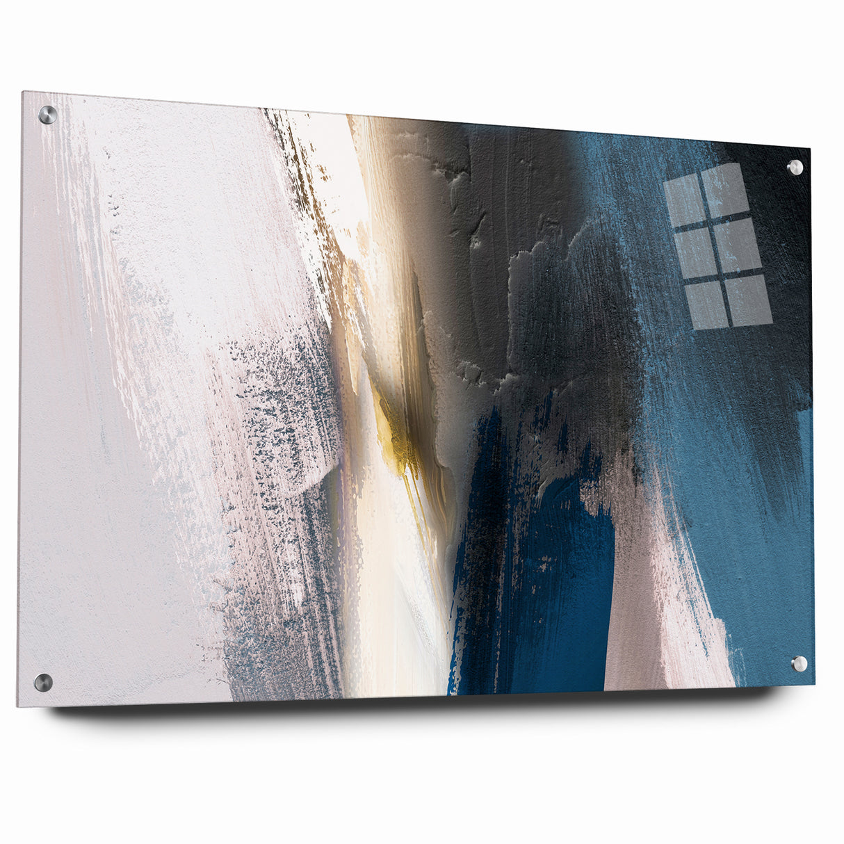 Deep Blue Abstract | Minimalist Brush Strokes Canvas Art