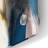 Deep Blue Abstract | Minimalist Brush Strokes Canvas Art