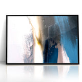 Deep Blue Abstract | Minimalist Brush Strokes Canvas Art